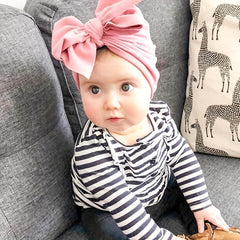 Knitted Baby Hat With Bowknot for Summer