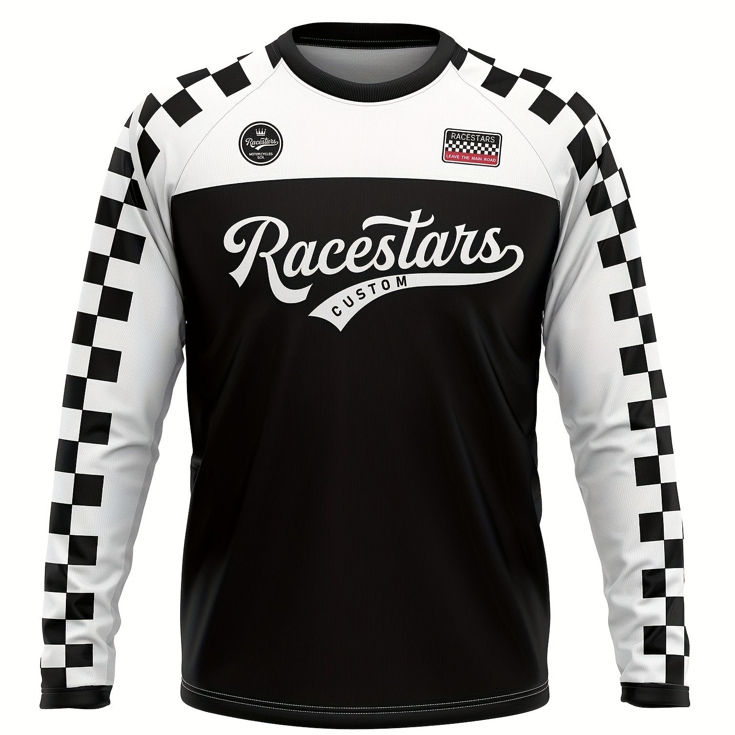 Men's Plaid Downhill Cycling T-shirt Quick Drying Long Sleeve
