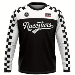 Men's Plaid Downhill Cycling T-shirt Quick Drying Long Sleeve