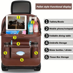 Car Seat Storage Bag Leather Hanging Bag Car Chair Back Folding Storage Bag