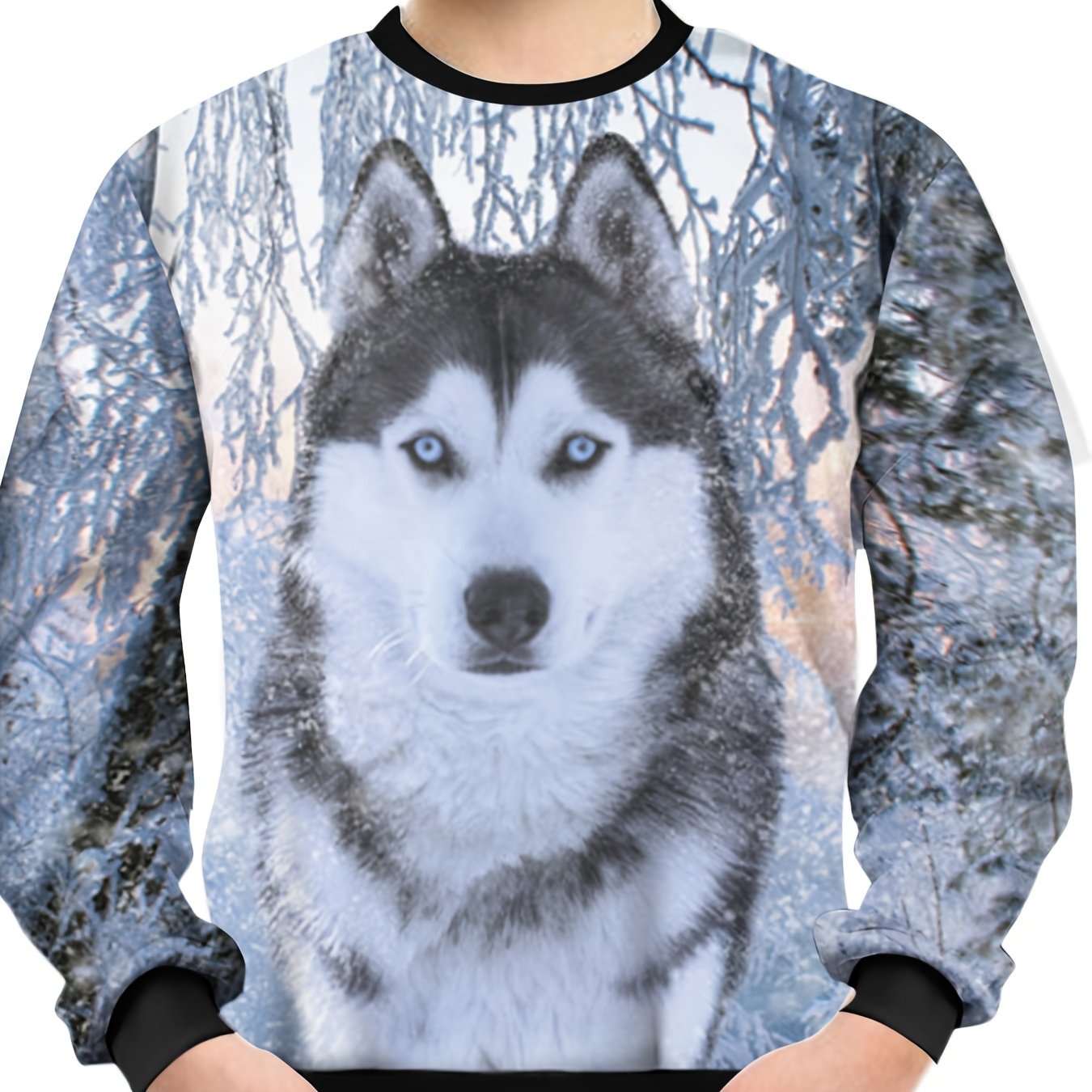 Teen's 3D Wolf Print Sweatshirt Casual Pullover Street Wear
