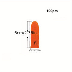 100pcs Latex Finger Cots Non-slip Protective Orange Disposable Thickened
