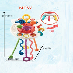 Red Octopus Pull String Toy for Babies