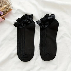 3 Pairs 3D Textured Ruffle Socks Sweet & All match Short Socks Women's Stockings