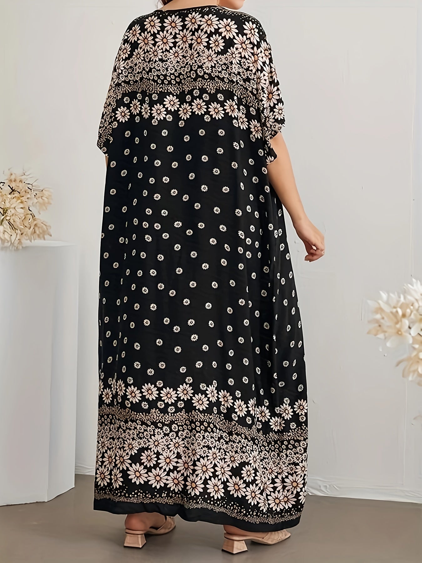 Daisy Print Kaftan Dress for Women