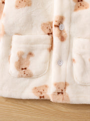 Kids Bear Warm Pajama Set Long Sleeve Top and Pants