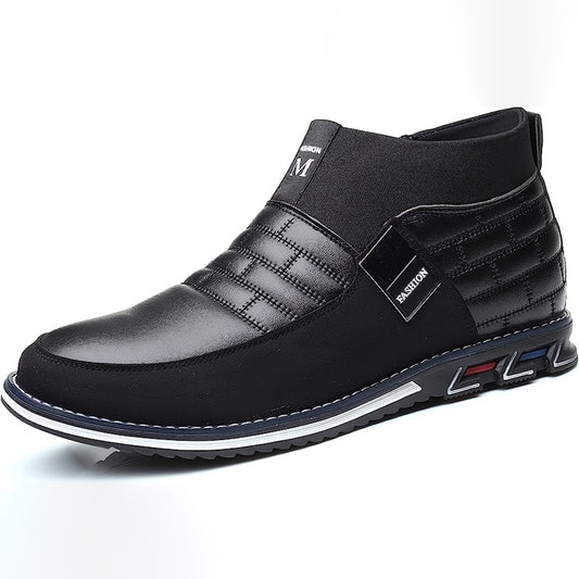 Men's Plaid Slip On Ankle Boots Smart Casual Outdoor Walking Shoes