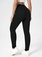 Slim Fit High Rise Distressed Skinny Jeans Slash Pockets