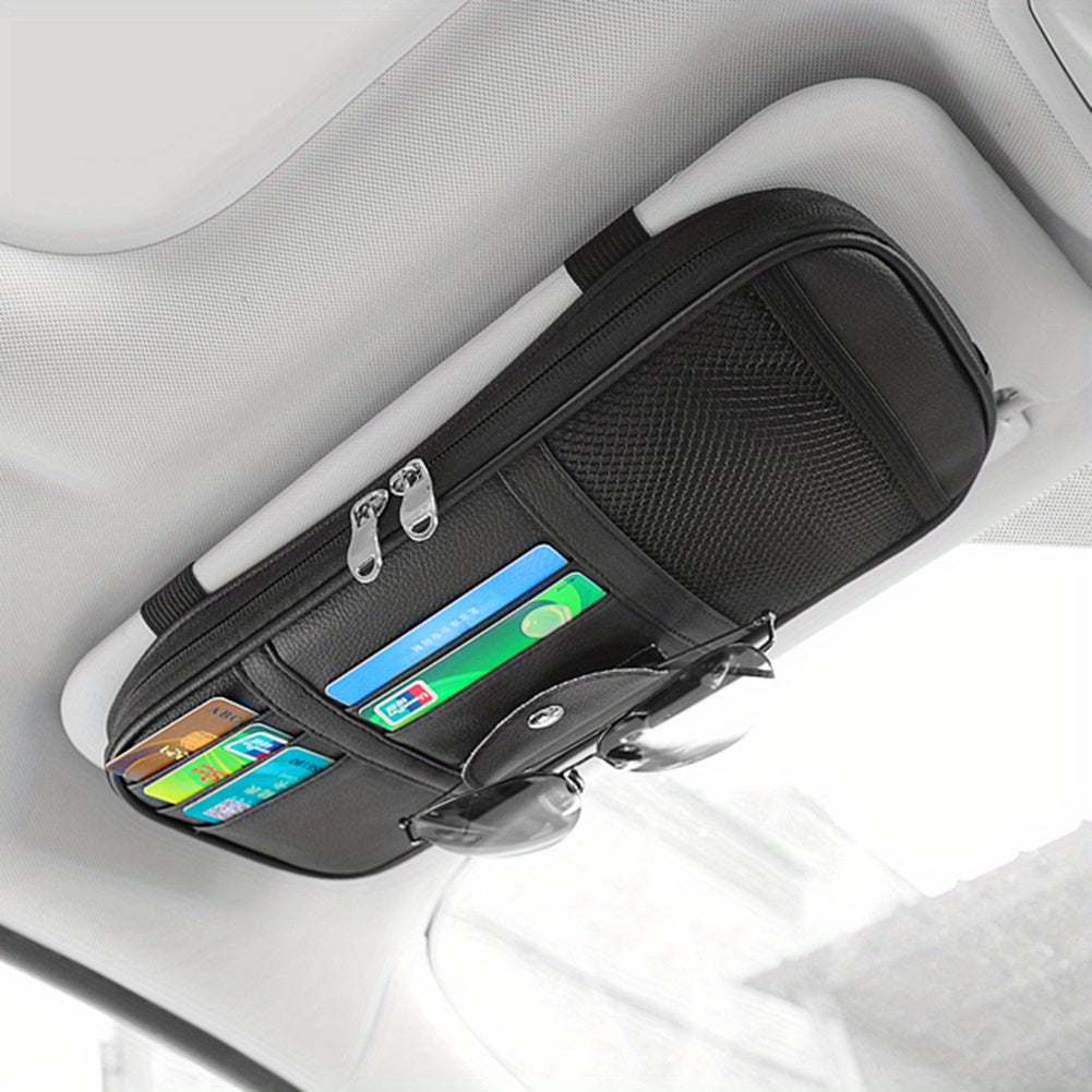 Car Sun Visor Organizer with Pocket Net Zippers