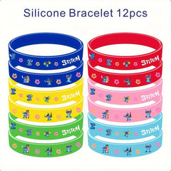 12pcs Stitch Silicone Bracelet Set - Cartoon Character Designs