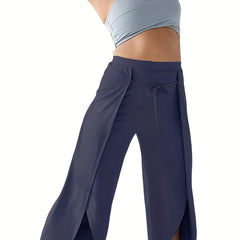 Women's High Waist Side Split Yoga Pants with Tie