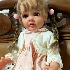 22in Reborn Dolls Handrooted Hair Full Vinyl Waterproof Accompany Toy