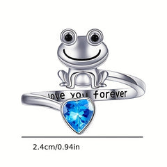 Frog Heart Charm Adjustable Animal Ring for Holiday Party Girls