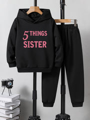 2pcs Boys Hoodie Sweatshirt & Sweatpants Set Kids Casual Outdoor Clothes