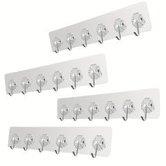 2pcs Heavy Duty Wall Hooks for Hanging Clothes and Towels Adhesive Hooks Clear
