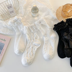 6 Pairs Soft Lacey Socks Lolita Floral Trim Women's Stockings