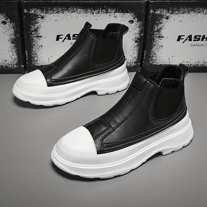 Men's Platform Slip on Boots Casual Shoes Slip Resistant Outsole