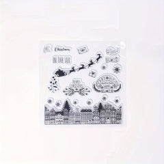 Christmas Santa Claus Snowflake House Transparent Stamp