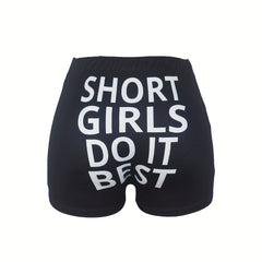 Letter Print Skinny Shorts for Women