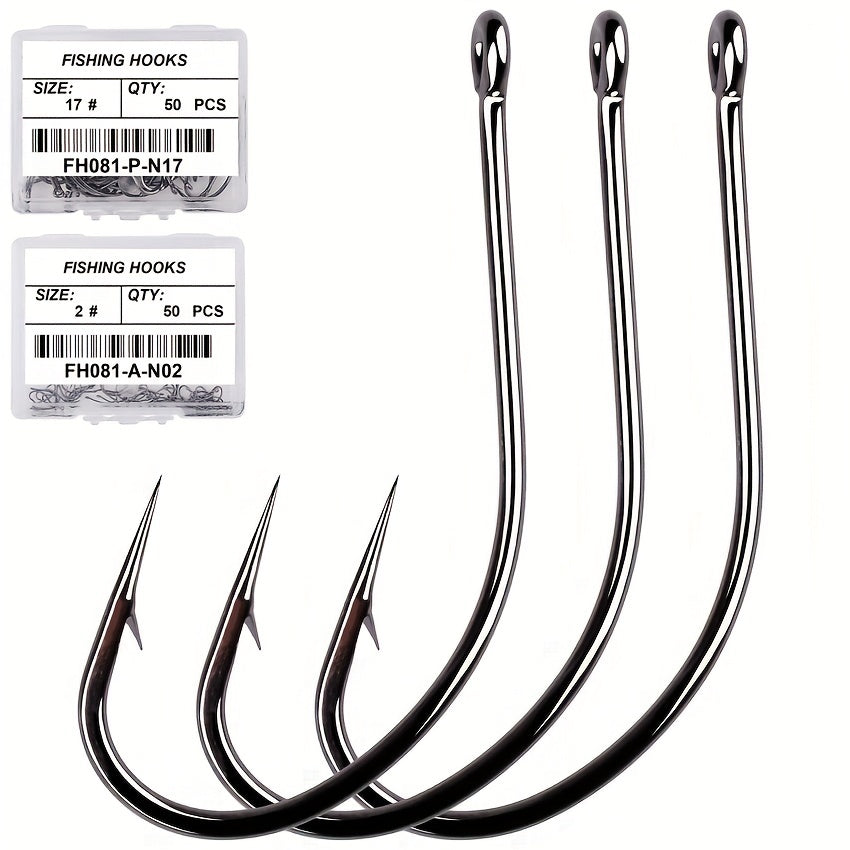 50pcs High Carbon Stainless Steel Fishing Hooks Barbed Carp Hooks
