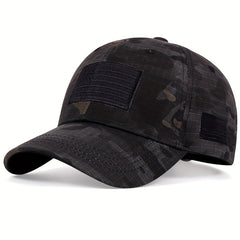Men's Outdoor Camo Baseball Cap with American Flag Patch