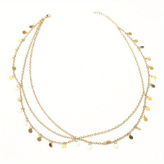 Sequins Decor Hair Chain Adjustable Headband Vintage