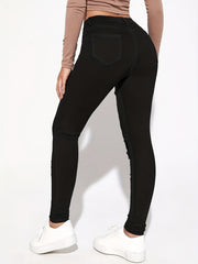High Waist Skinny Jeans Distressed Denim Pants