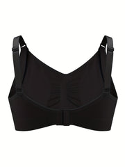 Solid Full Coverage Front Clasp Seamless Comfort Bra