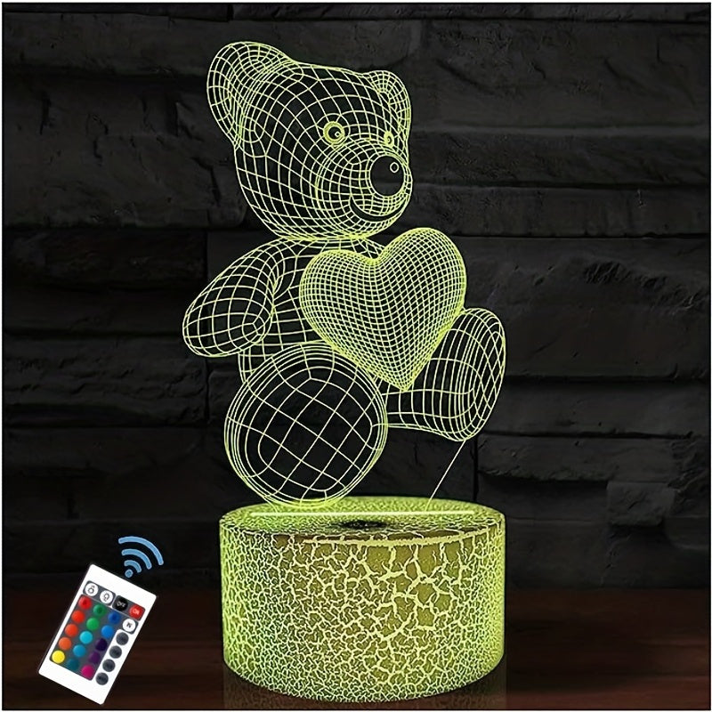 3D Bear Night Light For Kids 16 Colors Changing Remote Control