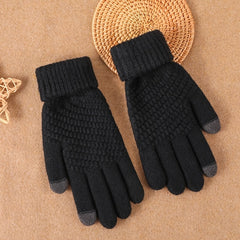4pcs Men's Winter Knitted Touch Screen Gloves Coldproof Cycling Gloves