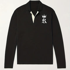 Men's Crown Pattern Knit Polo Shirt