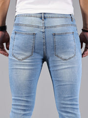 Men's Slim Fit Ripped Jeans Casual Street Style Distressed Denim Pants
