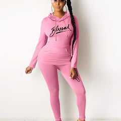 Blessed Print 2pc Set Hoodies & Skinny Pants