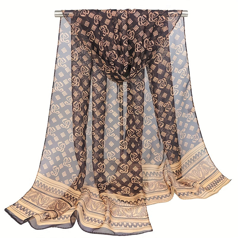 Chiffon Scarf Large Shawl Women Casual Windproof Head Wrap Travel Beach Towel