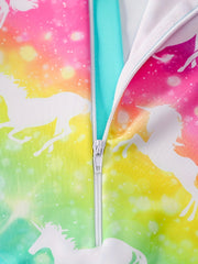 Girls Unicorn Graphic Sun Protection Swimsuit