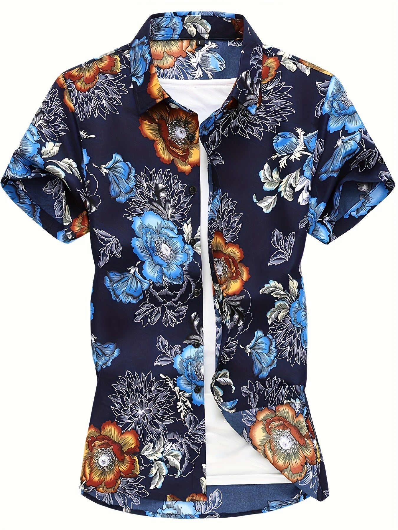 Men's Flower Print Short Sleeve Hawaii Shirt