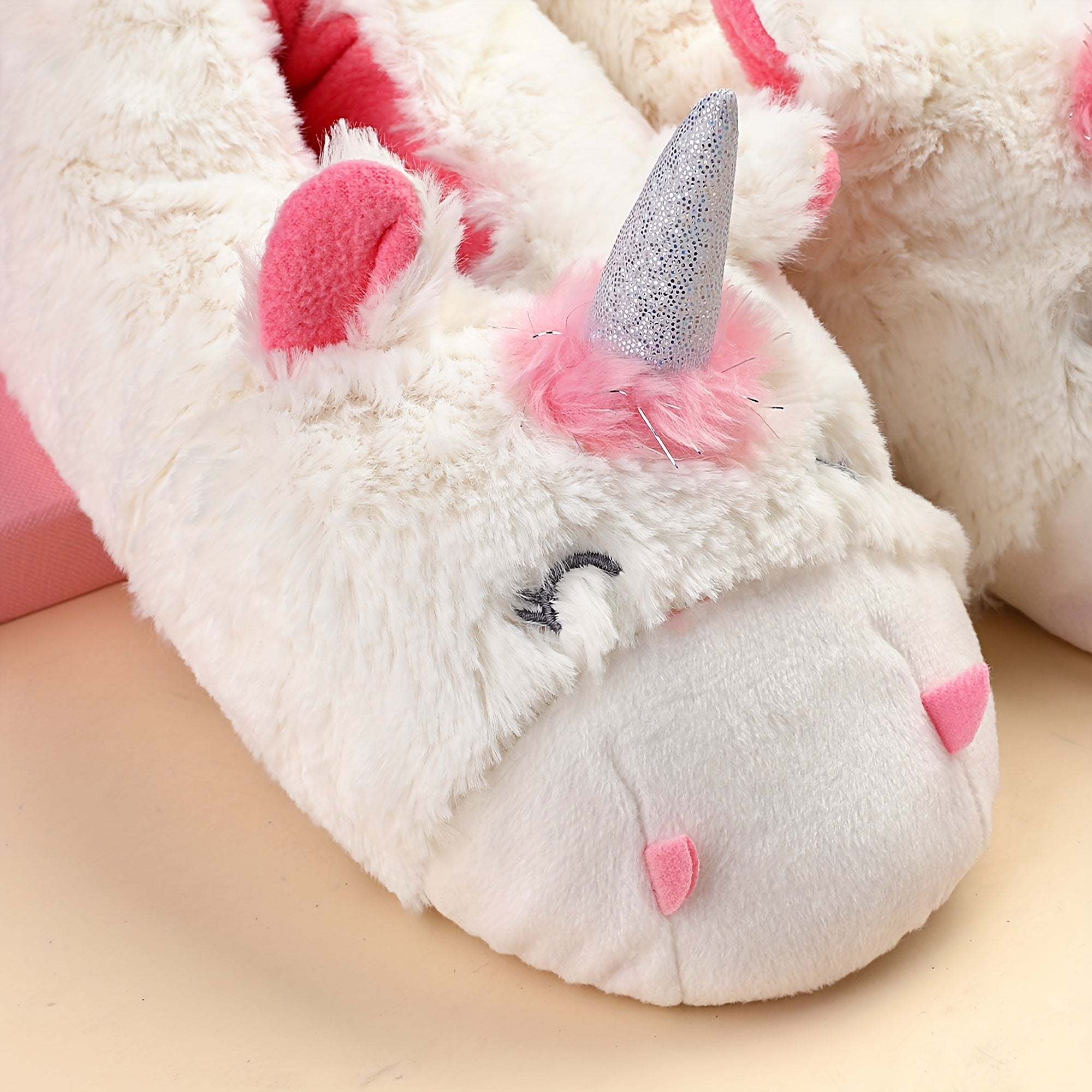 Unicorn Furry House Shoes Girls Non Slip Warm Soft Bottom Walking Shoes