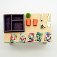 Doll House Gardening Wooden Box Shovel Pot Plant Seed Model Accessories