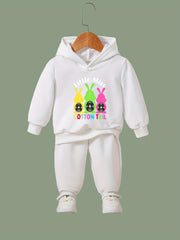 2pcs Bunny Hoodie Pants Set Girls Easter Spring Fall Sports Gift