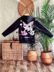 Starry Kitties Graphic Hoodies Girls Comfy Hooded Pullover
