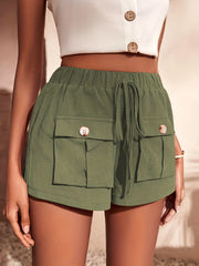 Flap Pockets Drawstring Shorts Casual Shorts
