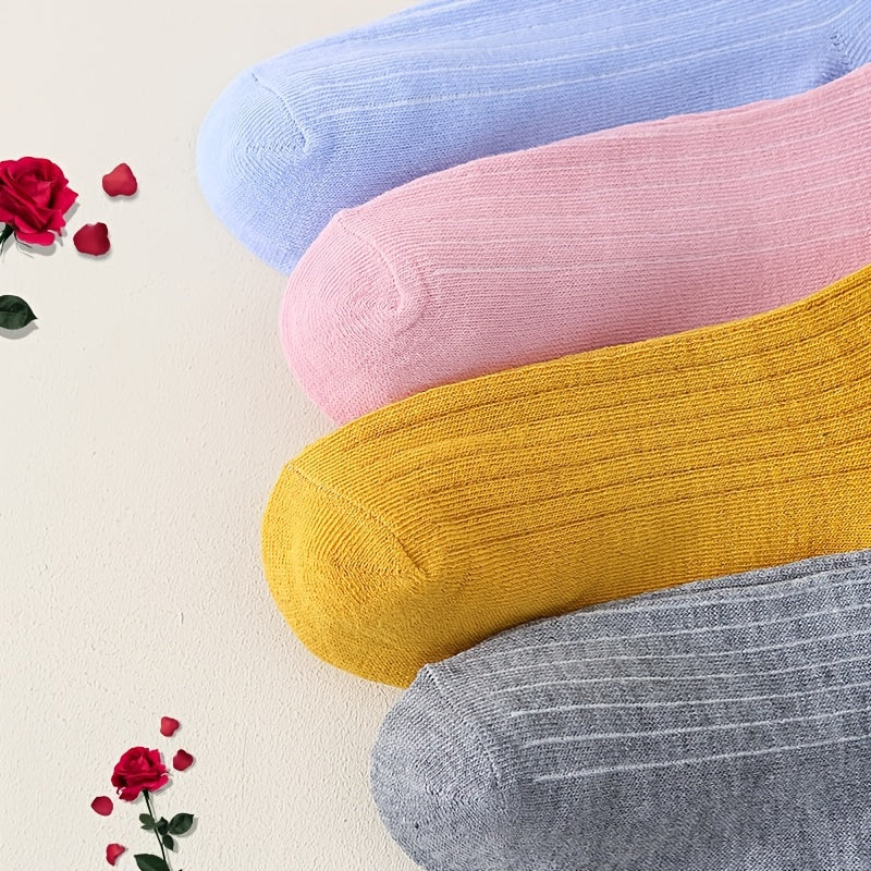 10pairs Mixed Ribbed Striped Crew Socks Women's Stockings & Hosiery