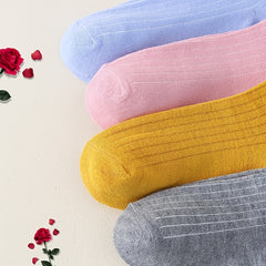 10pairs Mixed Ribbed Striped Crew Socks Women's Stockings & Hosiery