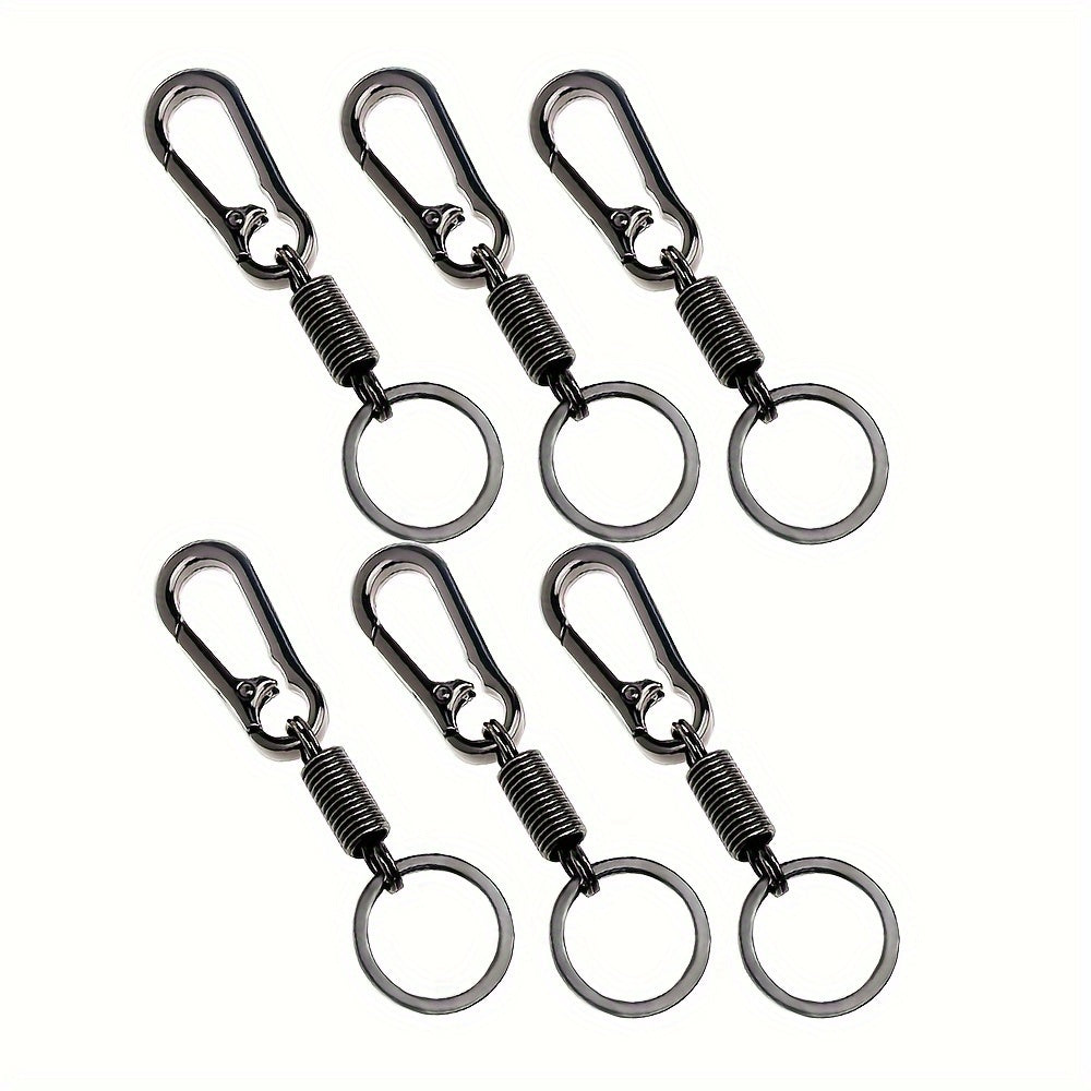 6pcs Spring Buckle Keychain Clip Key Ring Retractable Metal Key Holder Hook