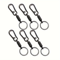 6pcs Spring Buckle Keychain Clip Key Ring Retractable Metal Key Holder Hook