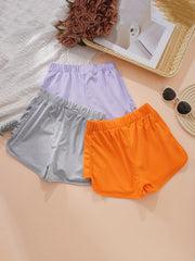 3pcs Girls Elastic Waist Bow Casual Sports Running Shorts