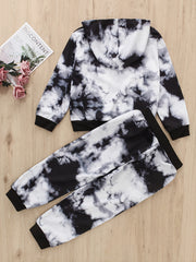 Kids Tie Dye Hooded Sweatshirt Pant Set for Fall/Winter