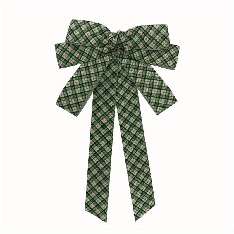 Green Plaid Bow Tie Three Layer Brooch Neck Ties