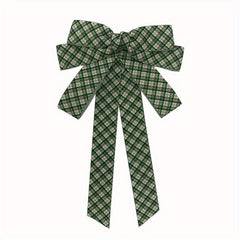 Green Plaid Bow Tie Three Layer Brooch Neck Ties
