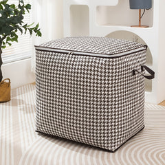 Houndstooth Pattern Storage Box Large Capacity Zipper Dustproof Organizer